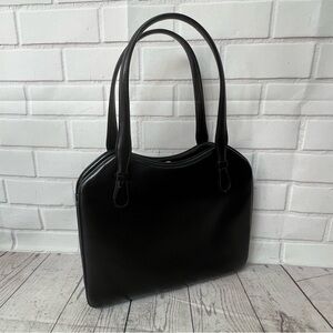 Coblentz Vintage Black Calfskin Leather Structured Kiss Lock Handbag Purse